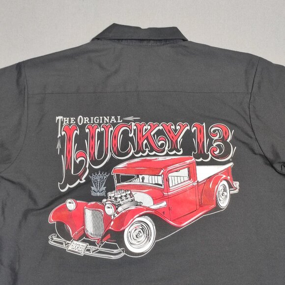 Lucky 13 shop shirt men's size M black colour short sleeve American Original - Picture 4 of 8